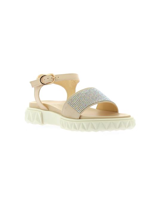 sandalo da donna in pelle beige e strass argento I SANDALI | 250X